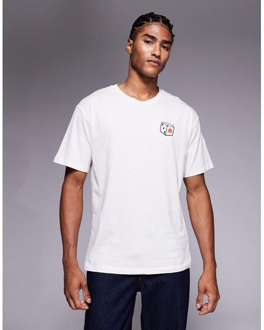 ADPT White Oversized T-shirt With Dice Backprint for men
