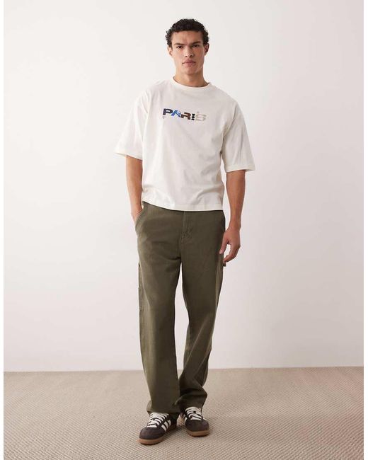 ASOS White Boxy Oversized T-shirt With Paris Graphics for men