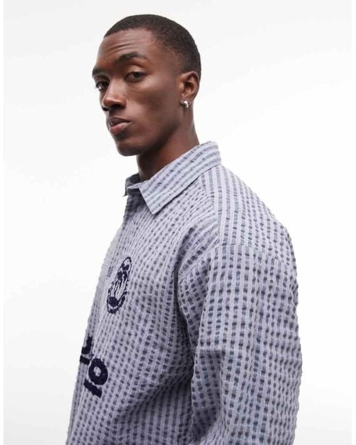 Collusion Blue Oversized Long Sleeve Football Shirt for men