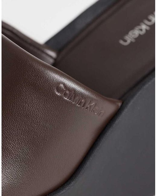 Calvin Klein Blue Jeans Leather Wedge Mule Sandal