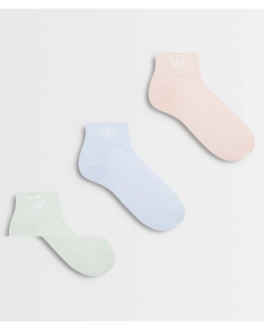 Adidas Originals White 6 Pack Trefoil Ankle Socks