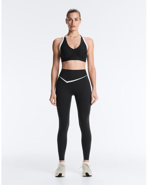Oysho Black Perfect-adapt High Rise Ankle-length leggings With Contrast Detail