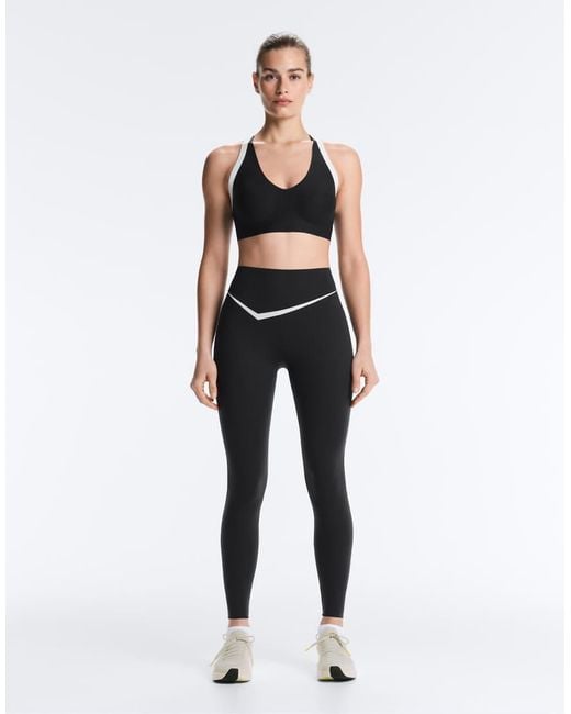 Oysho Blue Perfect-adapt Medium-support Contrast Sports Bra