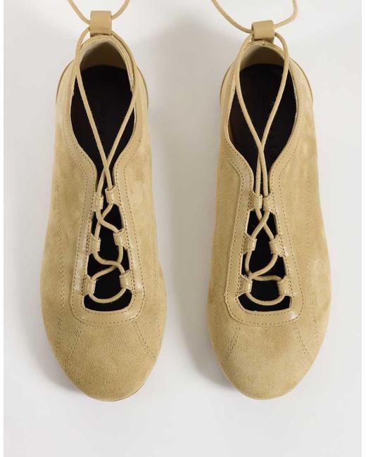ASOS Natural Liquorice Lace-up Ballet Flats