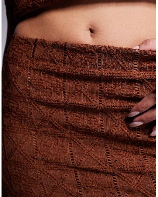 ASOS Gehaakte Midaxi Rok Met Zijsplit in het Brown