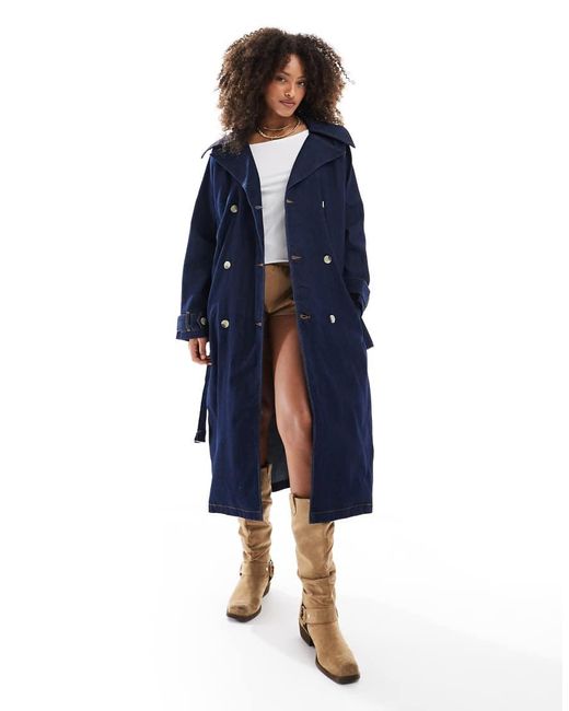 Miss Selfridge Pink Western Denim Trench Coat