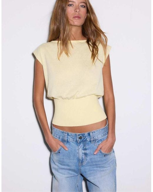Stradivarius Blue Knit Top With Sash