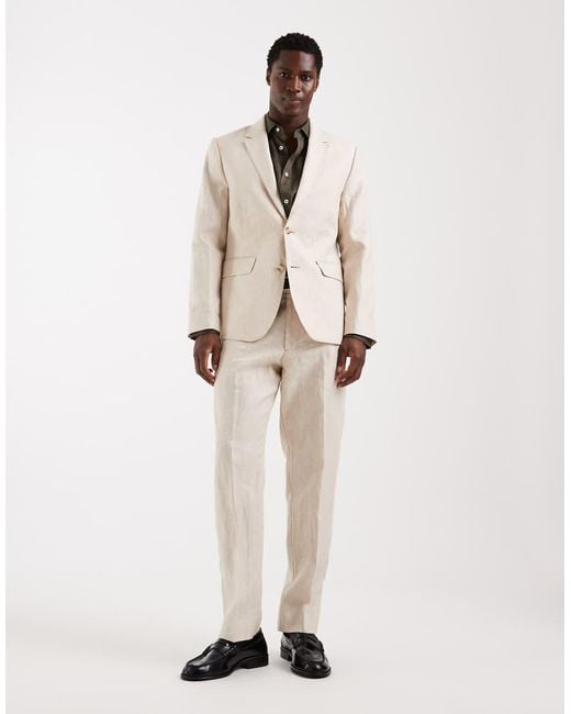 Abercrombie & Fitch Natural Linen Blend Slim Fit Single Breasted Blazer Co-Ord for men