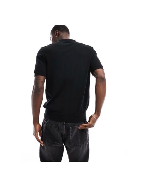 Gant – poloshirt aus strukturiertem pointelle-strick in Black für Herren