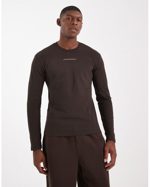 Emporio Armani Brown Long Sleeve Lounge T-Shirt for men