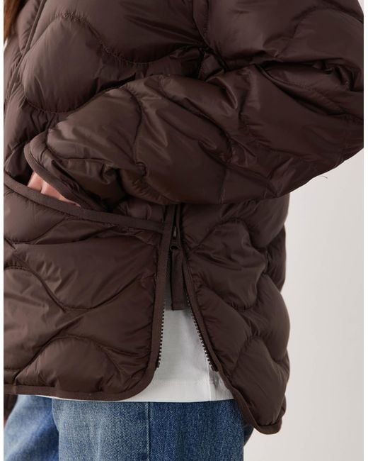 ARKET Brown Quilted Jacket With Zip Front