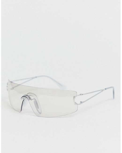 ASOS Multicolor Rimless Wrap Visor Sunglasses With Clear Lens