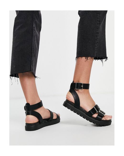 South Beach Sandalen Met Dikke Zool En Gesp in het Zwart - Lyst