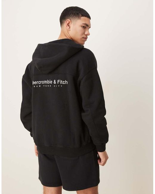 Sudadera Negra Con Capucha, Cremallera Y Logo De (Parte De Un Conjunto) Abercrombie & Fitch de hombre de color Black