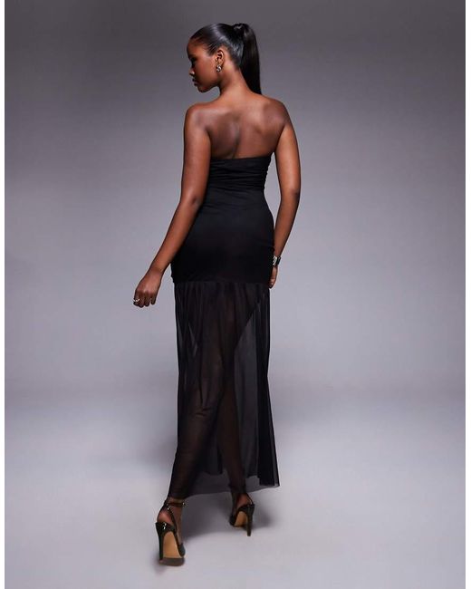 Princess Polly Blue Decadent Bandeau Sheer Contrast Maxi Dress