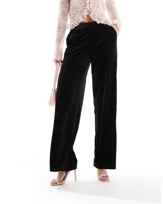 Object Elegante Broek Van Fluweel Met Wijde Pijpen in het Black