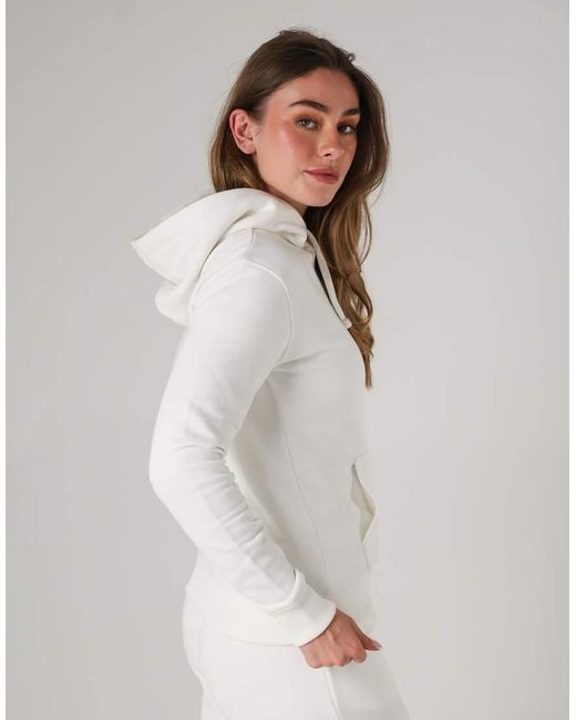 French Connection White Cotton Blend Drawcord Kangaroo Pocket Hoody