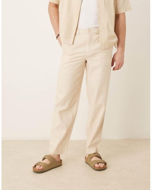 Pantalones A Rayas Holgados De Mezcla De Lino De -Neutro Mango de hombre de color Natural