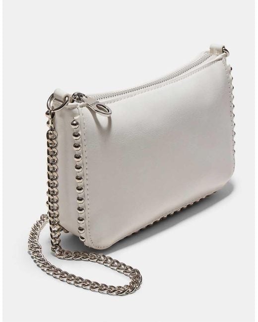 Stradivarius White Mini Beaded Bag
