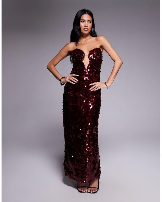 Bardot Red Braya Sequin Midi Dress
