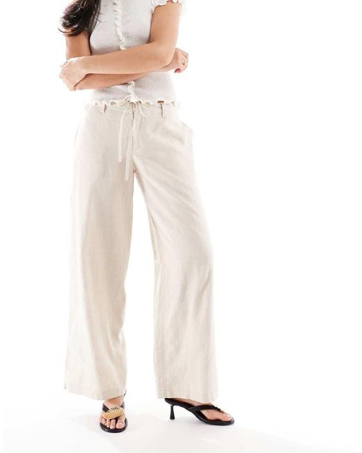 Hollister White Low Rise Linen Super baggy Pants
