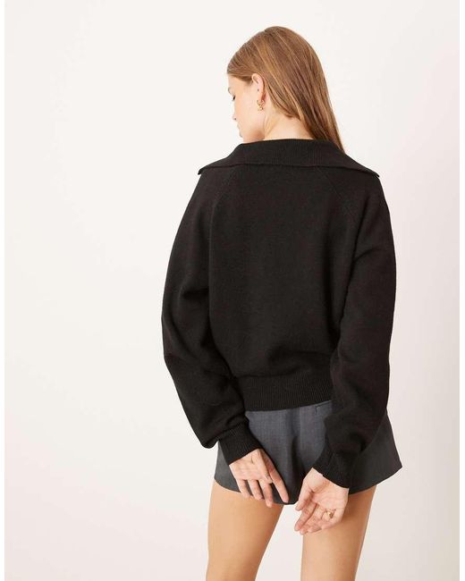 Gina Tricot Black Long Sleeve V Neck Collar Knitted Sweater