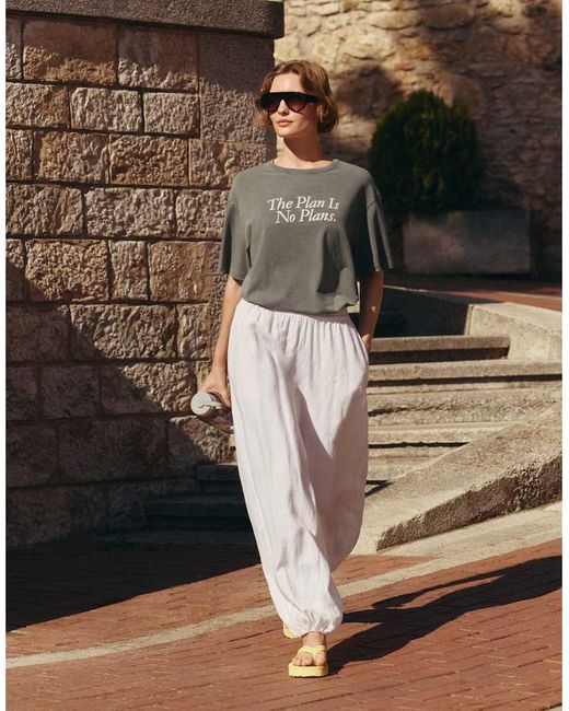 Oysho Natural 100% Linen Bloomer Trousers