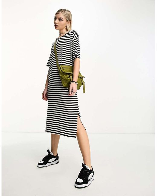 Noisy May Multicolor Midi Split T-shirt Dress