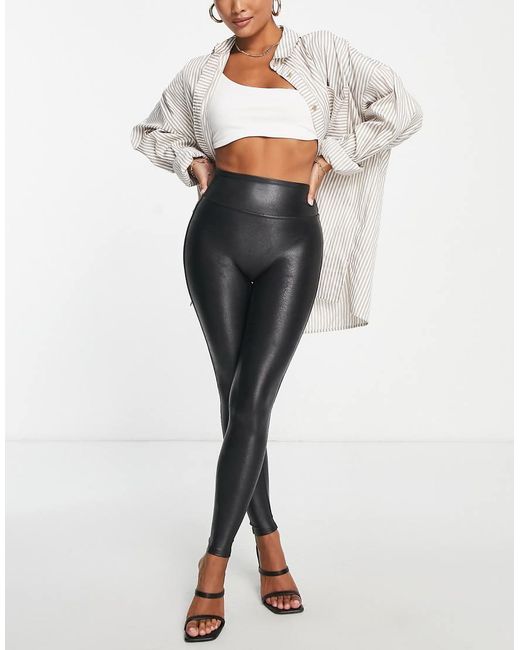 Spanx White Petite Leather Look Legging With Contoured Power Waistband