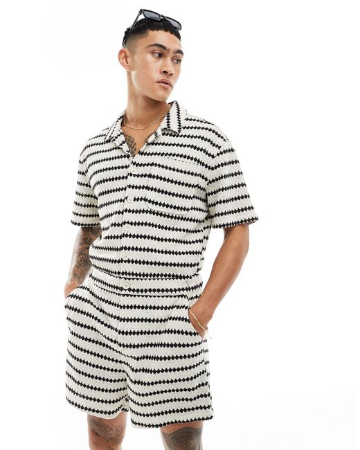 ASOS Gray Stripe Textured Boilersuit for men