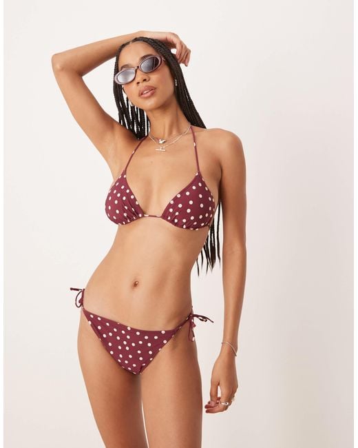 & Other Stories Red Triangle Tie Up Bikini Top With Removeable Padding