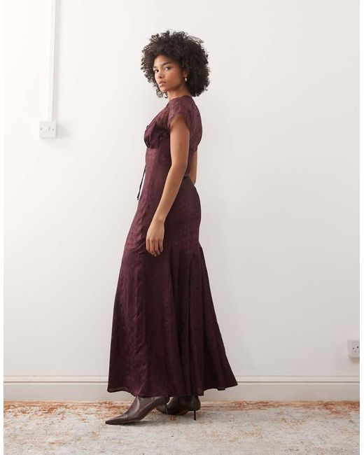 Reclaimed Vintage Purple Maxi Day Dress With Lace Inserts