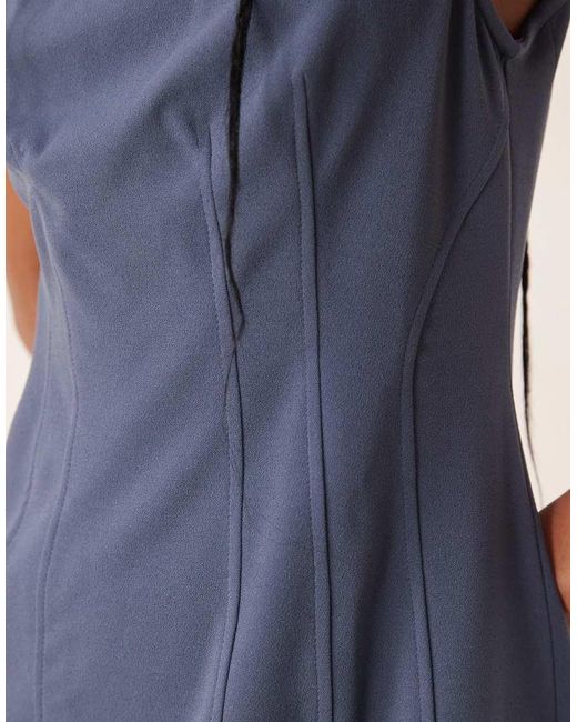 ASOS Blue Sleeveless Seam Detail Mini Dress