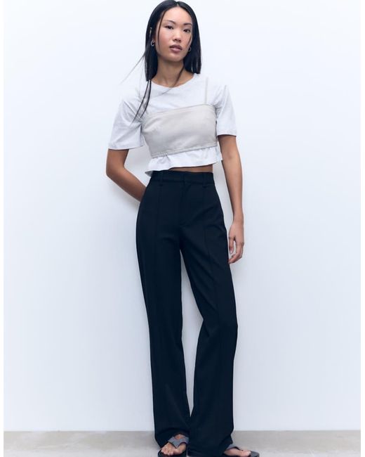 Pull&Bear Nette Broek Met Naaddetail in het Blue