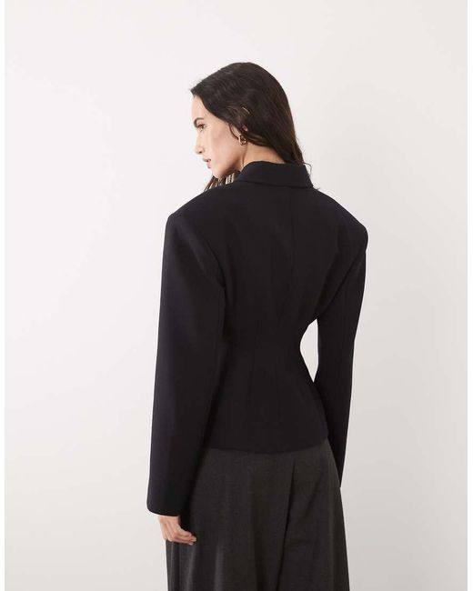 ASOS Black Tailored Cinch Waist Zip Through Jacket