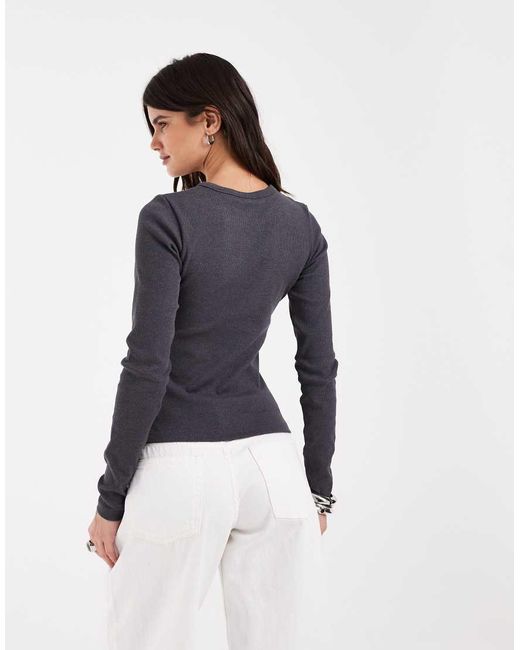 JJXX Blue Long Sleeve Ribbed Top