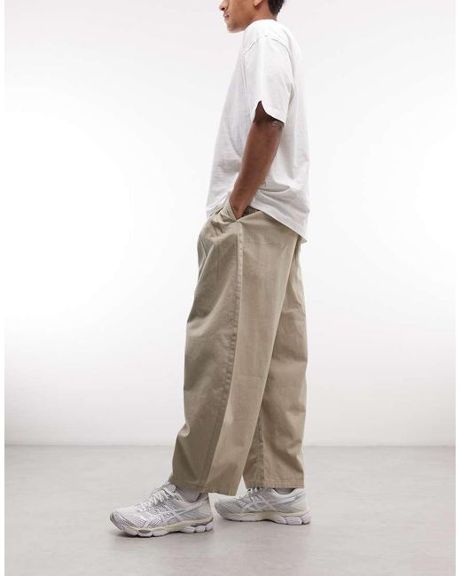 Weekday Natural Pull On Barrel Leg Trousers for men
