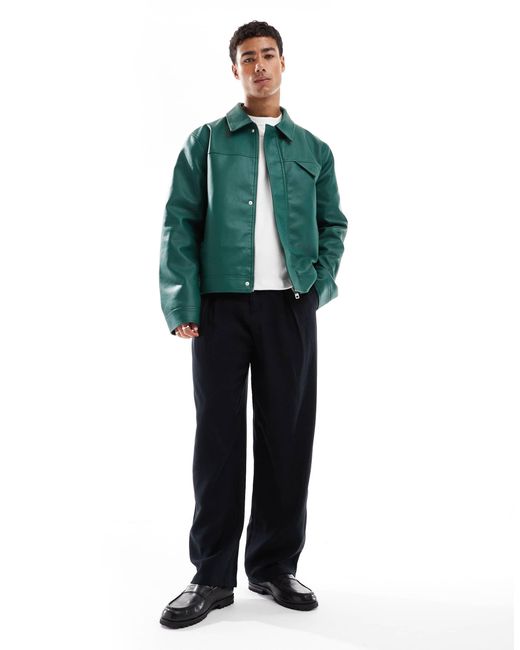 ASOS Green Faux Leather Jacket for men