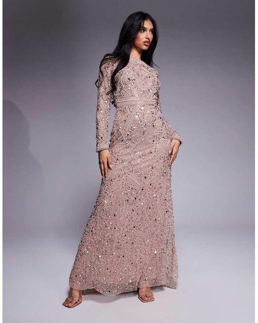Beauut Purple Grace Boat Neck Embellished Maxi Dress
