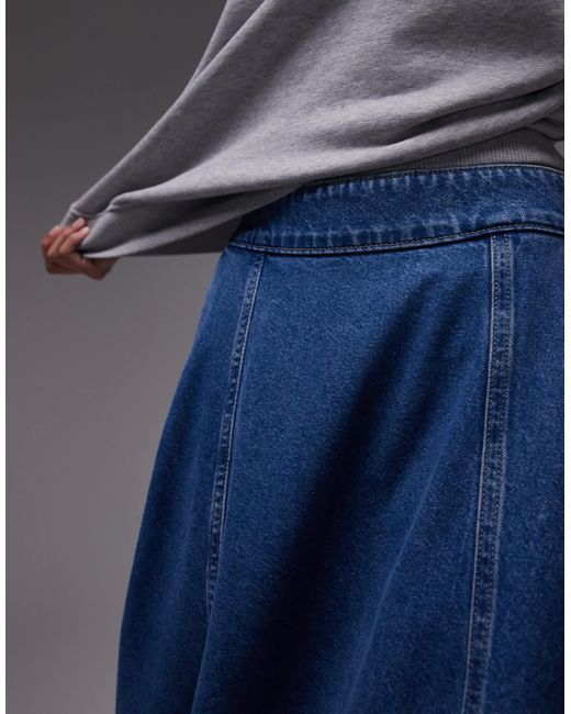 Jupe ample longue en jean - moyen TOPSHOP en coloris Blue