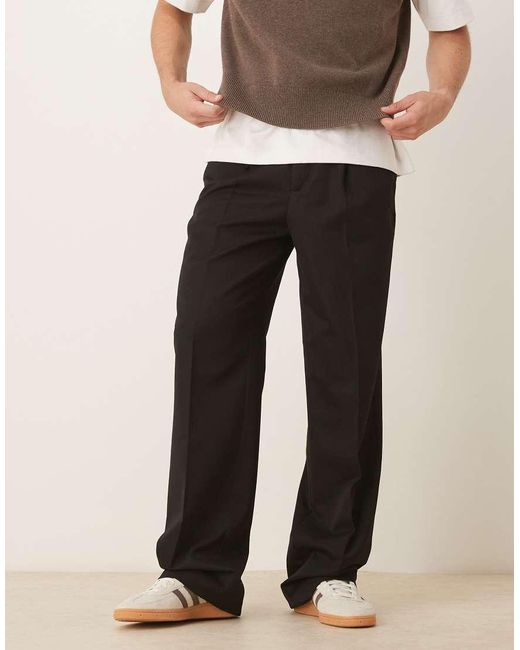 Pantalones De Vestir Negros De Pernera Ancha Con Pinzas De ASOS de hombre de color Black