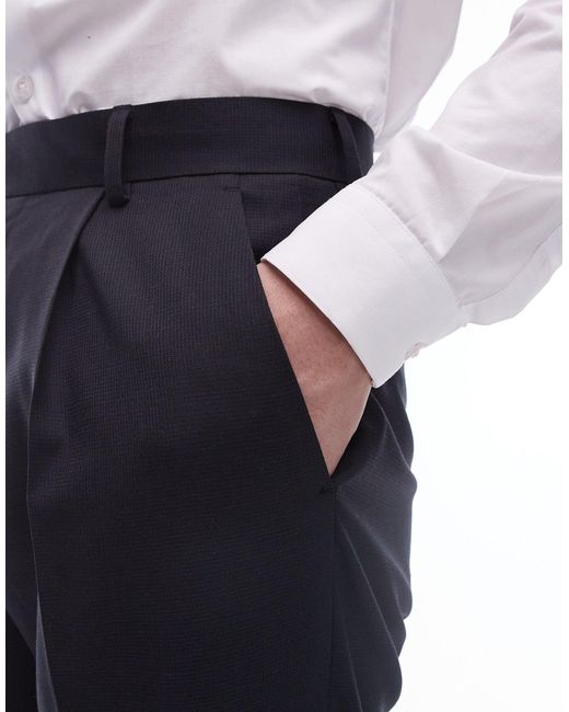 Pantaloni da abito premium stile smoking neri di Topman in Blue da Uomo