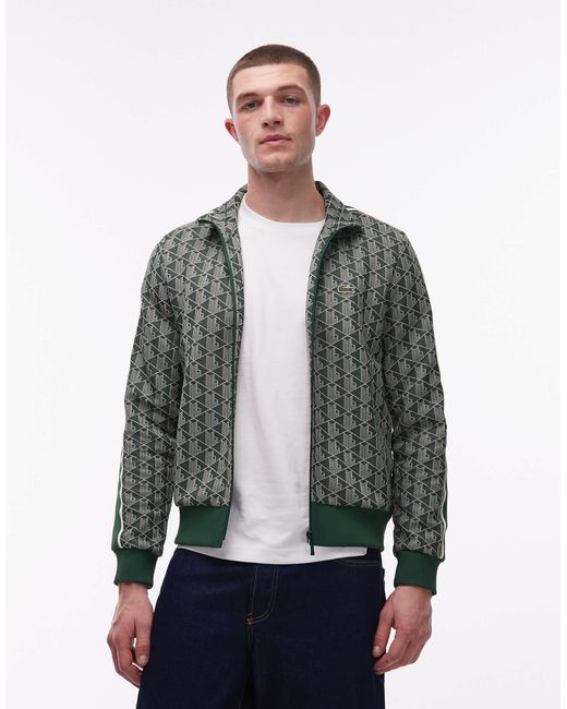 Lacoste Gray Zip Through Monogram Track Jacket for men