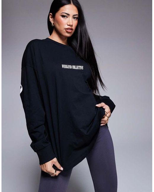 ASOS Black Weekend Collective Icon Oversized Long Sleeve T-shirt With Stacked Back Logo