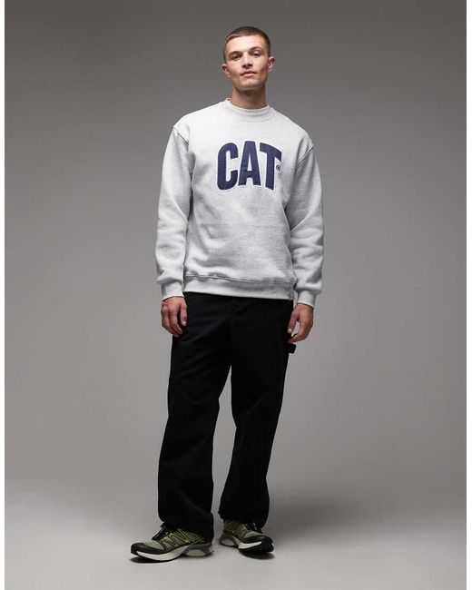CAT WWR Gray 300Gsm Embroidered Logo Loose Fit Sweatshirt for men