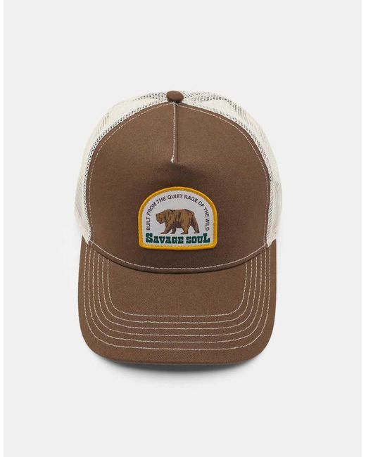 Pull&Bear Brown Savage Soul Cap for men