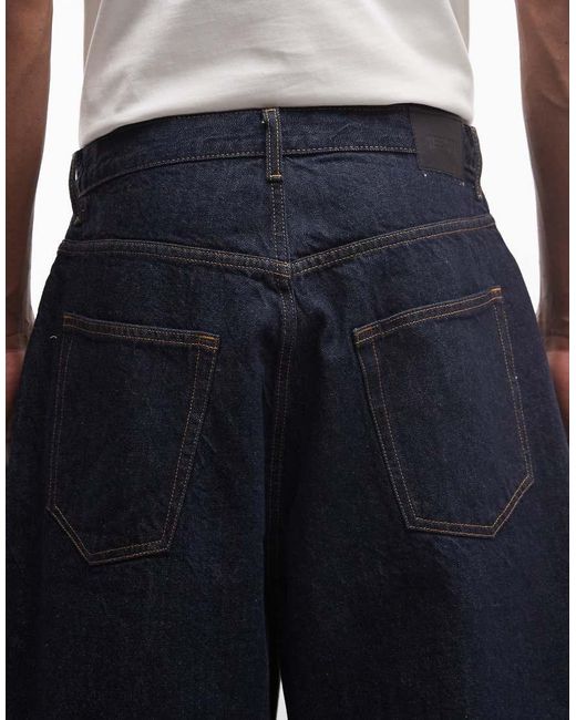 Weekday Blue baggy Long Denim Shorts for men