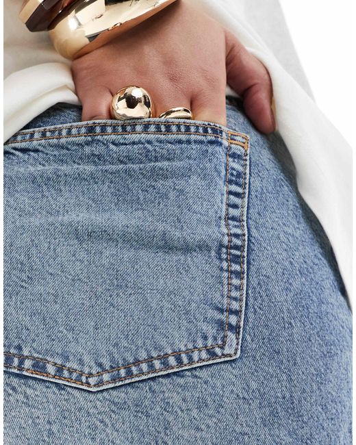 ASOS Blue Asos Design Curve Denim Bermuda Short On Midwash