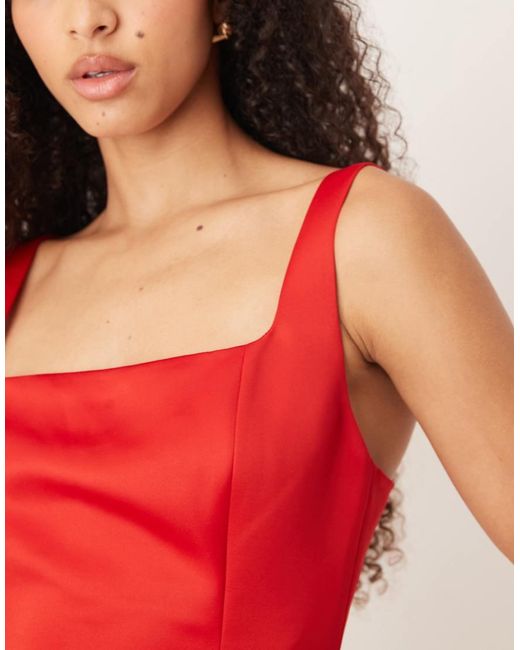 Gina Tricot Red Corset Style Satin Mini Dress