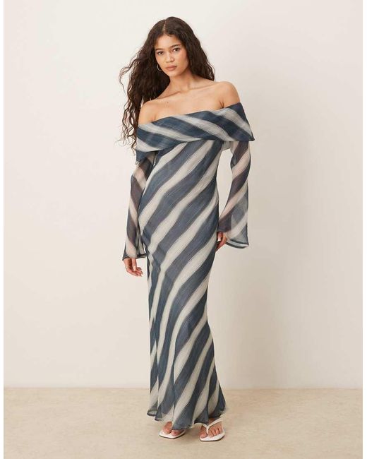 ASOS Multicolor Fold Over Bardot Midi Dress
